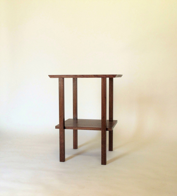 Solid walnut end table with shelf, small side table, nightstand, mid century modern furniture styling